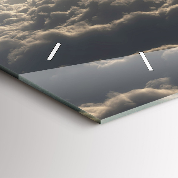 Glass wall clock rectangular Balloon in the sky