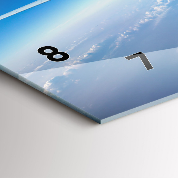 Glass wall clock rectangular Cloud Plane