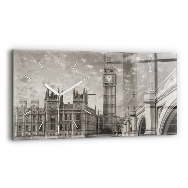 Glass wall clock rectangular London England Big Ben