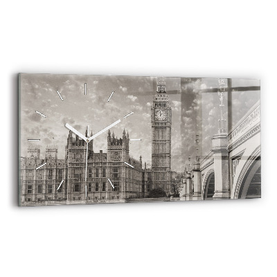 Glass wall clock rectangular London England Big Ben
