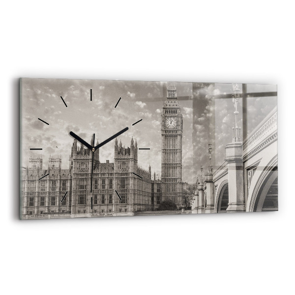 Glass wall clock rectangular London England Big Ben