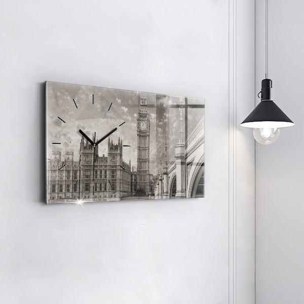 Glass wall clock rectangular London England Big Ben