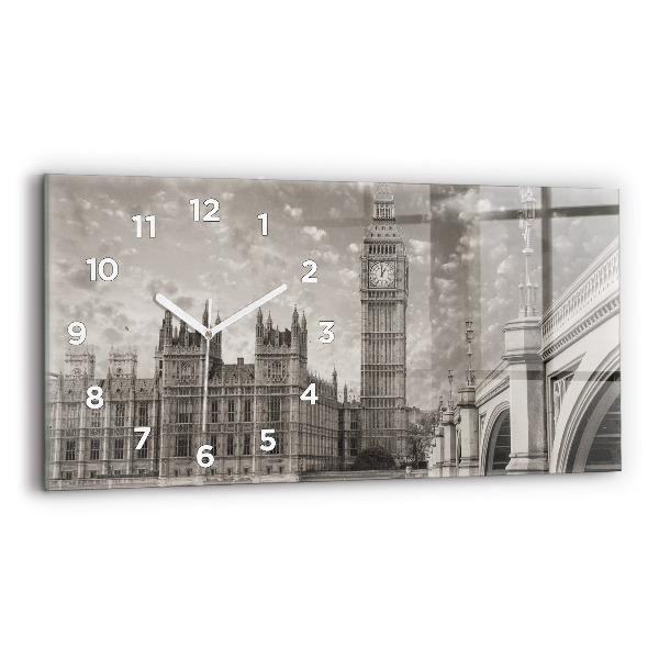 Glass wall clock rectangular London England Big Ben