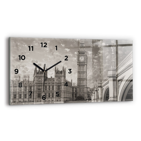 Glass wall clock rectangular London England Big Ben