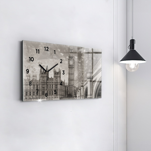 Glass wall clock rectangular London England Big Ben