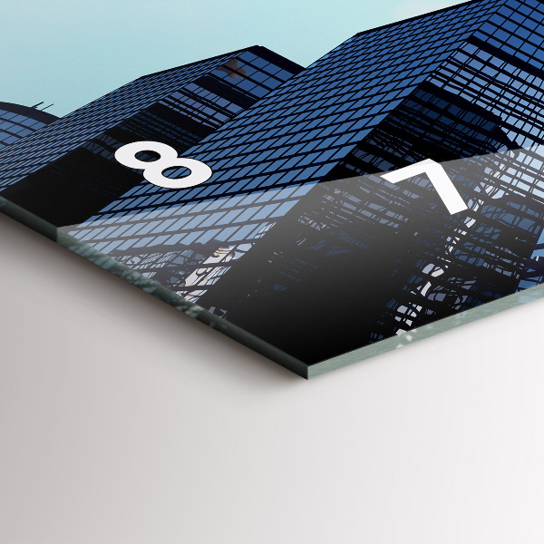 Glass wall clock rectangular Airplane over buildings