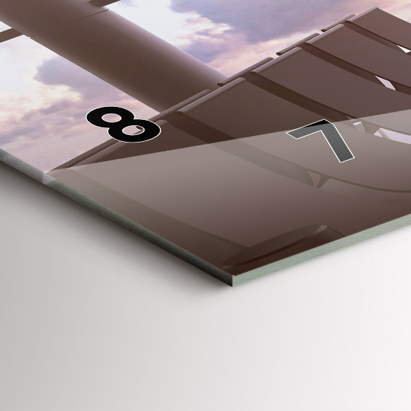 Glass wall clock rectangular Man at the airport