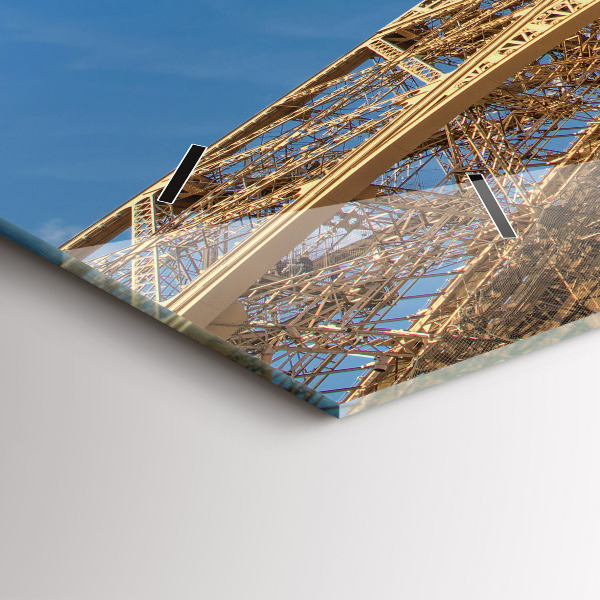 Glass wall clock rectangular France Eiffel Tower