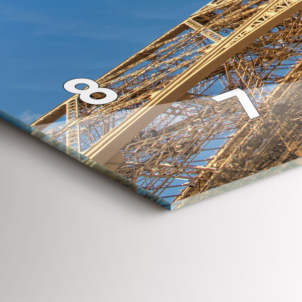 Glass wall clock rectangular France Eiffel Tower