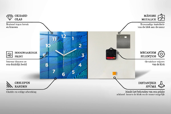 Glass wall clock rectangular France Eiffel Tower