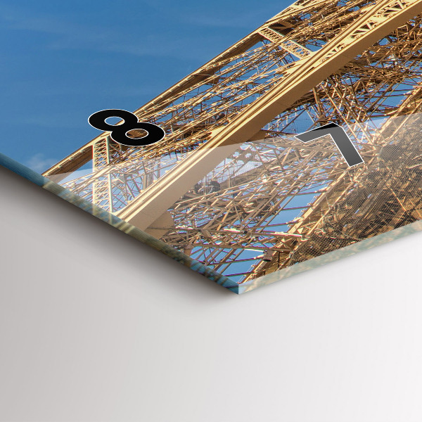 Glass wall clock rectangular France Eiffel Tower