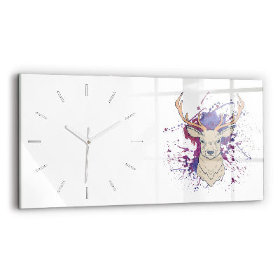 Glass wall clock rectangular Deer vector illustration