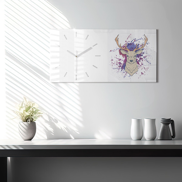 Glass wall clock rectangular Deer vector illustration