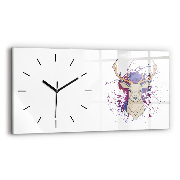Glass wall clock rectangular Deer vector illustration