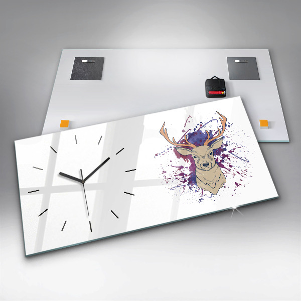 Glass wall clock rectangular Deer vector illustration