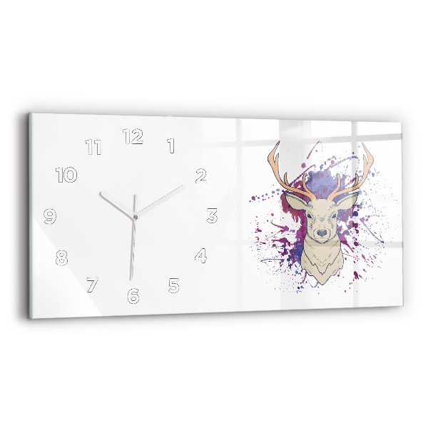Glass wall clock rectangular Deer vector illustration