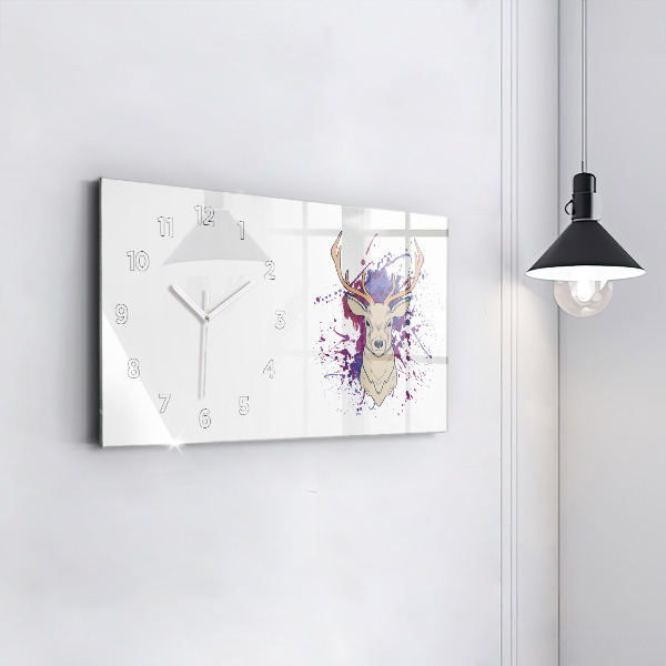 Glass wall clock rectangular Deer vector illustration