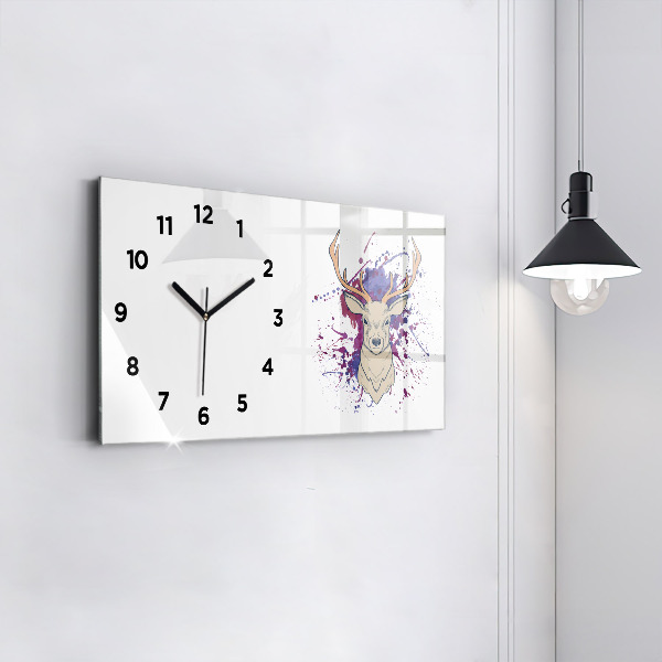 Glass wall clock rectangular Deer vector illustration