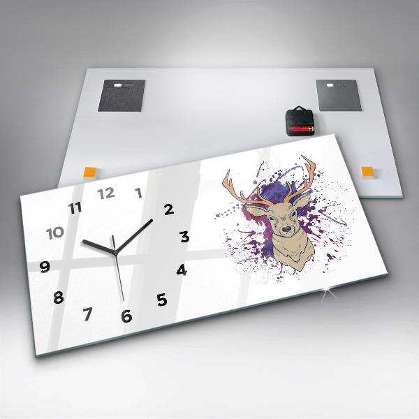 Glass wall clock rectangular Deer vector illustration