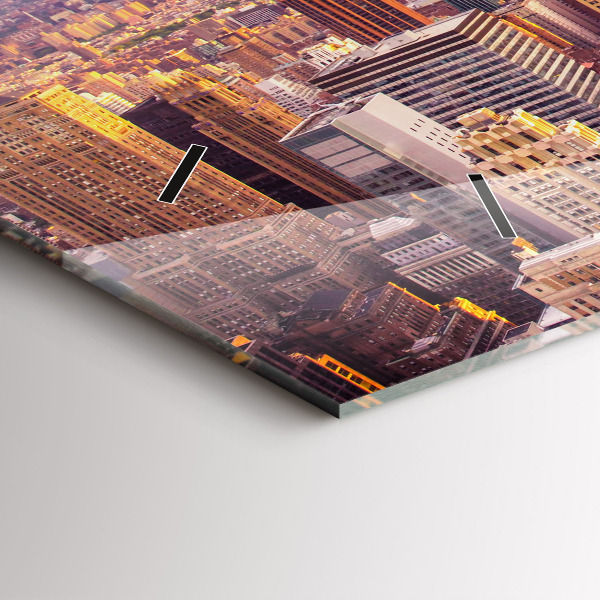 Glass wall clock rectangular Sunset New York