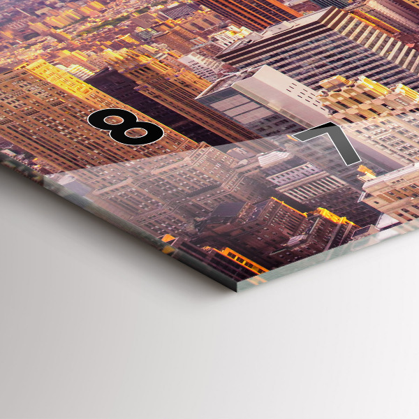 Glass wall clock rectangular Sunset New York