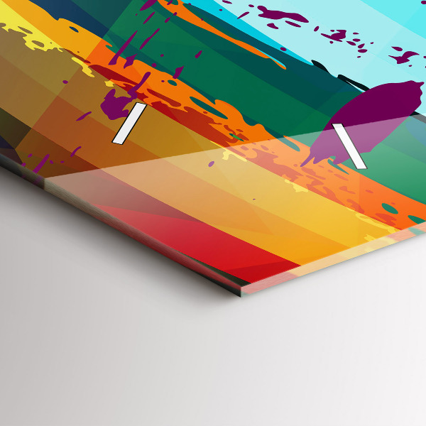 Glass wall clock rectangular Abstract background