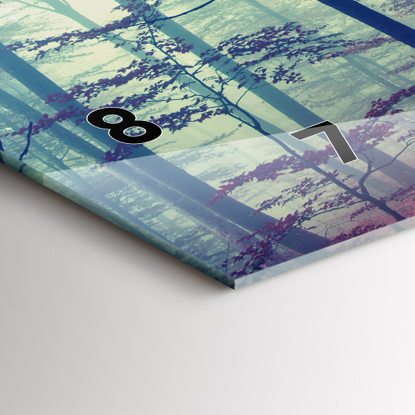 Glass wall clock rectangular Autumn road Forest Fog
