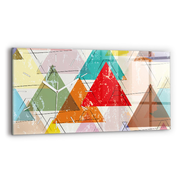Glass wall clock rectangular Triangles geometric pattern