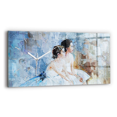 Glass wall clock rectangular Young ballerinas
