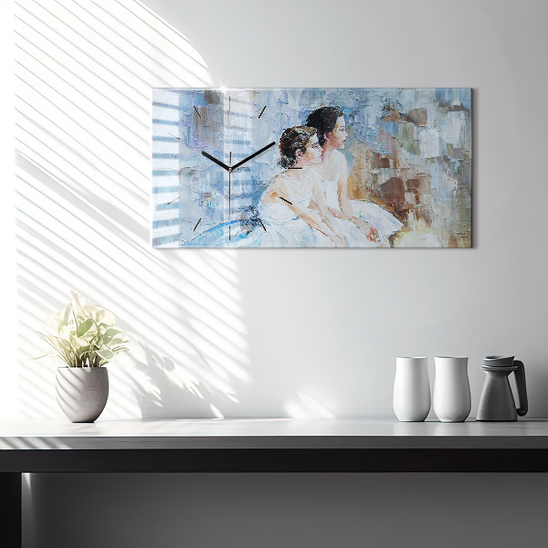 Glass wall clock rectangular Young ballerinas