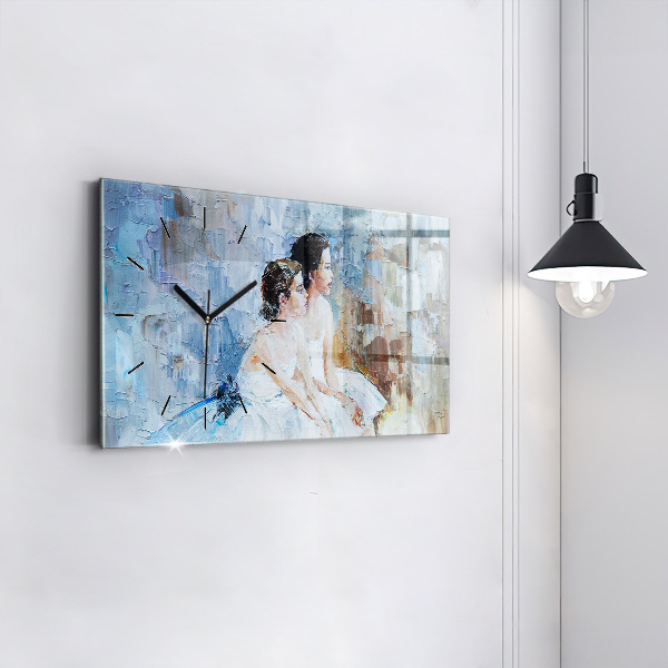 Glass wall clock rectangular Young ballerinas