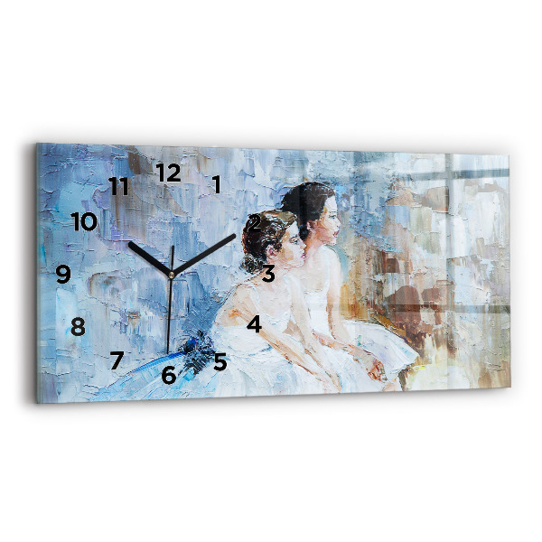 Glass wall clock rectangular Young ballerinas