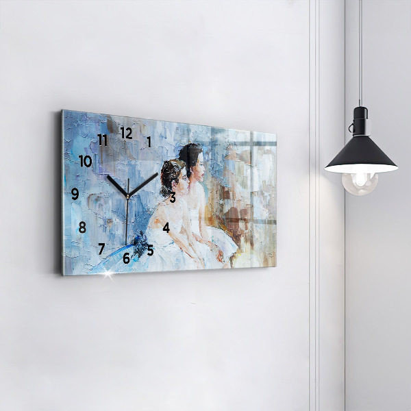 Glass wall clock rectangular Young ballerinas