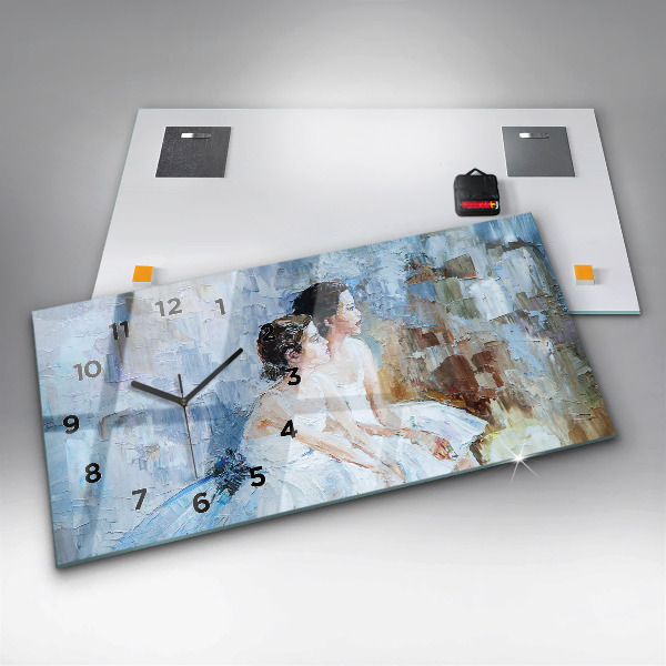 Glass wall clock rectangular Young ballerinas