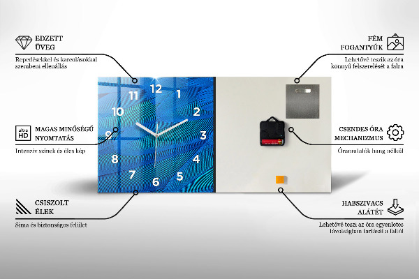 Glass wall clock rectangular colorful portrait of a woman