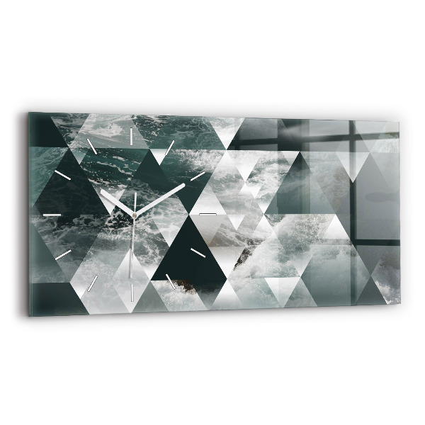 Glass wall clock rectangular Abstract sea waves