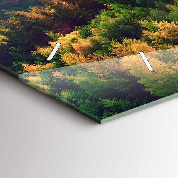 Glass wall clock rectangular Sunset over the hills