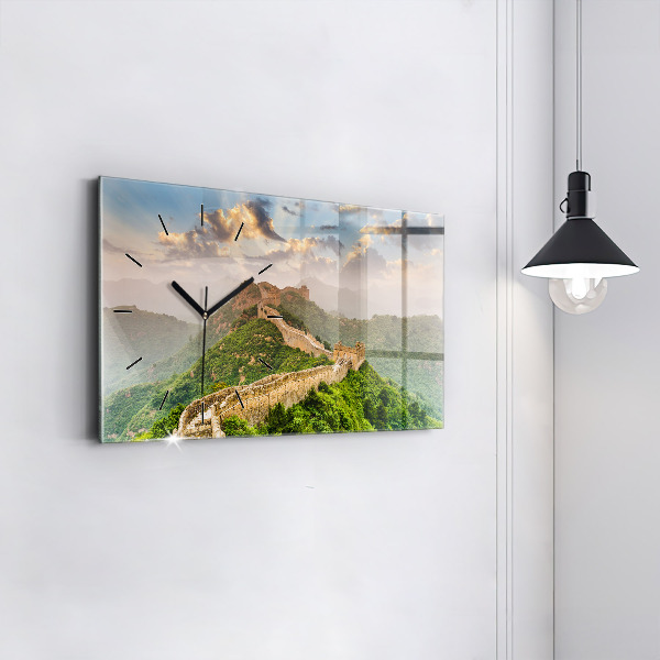 Glass wall clock rectangular The Great Wall of China