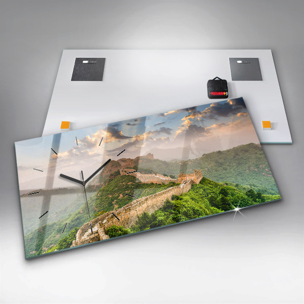 Glass wall clock rectangular The Great Wall of China