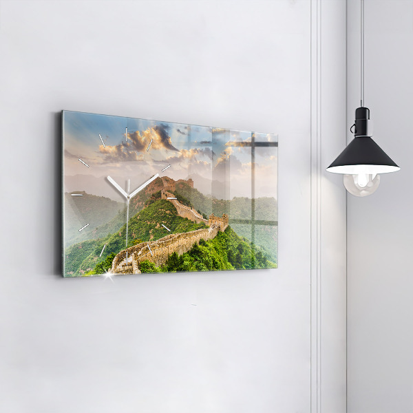 Glass wall clock rectangular The Great Wall of China