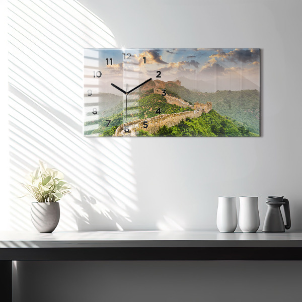 Glass wall clock rectangular The Great Wall of China