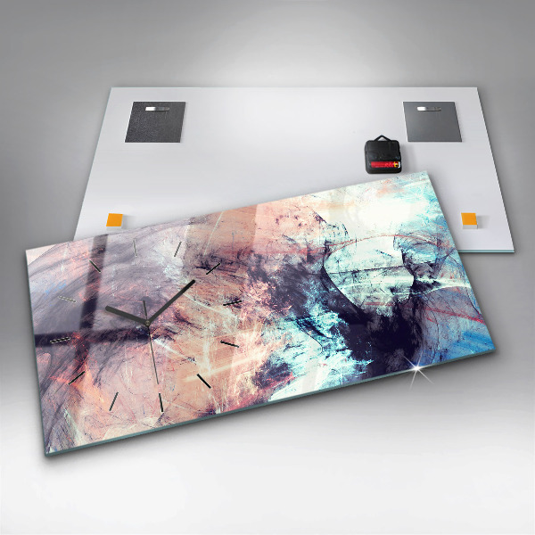 Glass wall clock rectangular Abstract painting