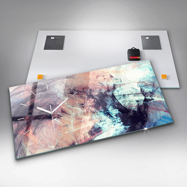 Glass wall clock rectangular Abstract painting