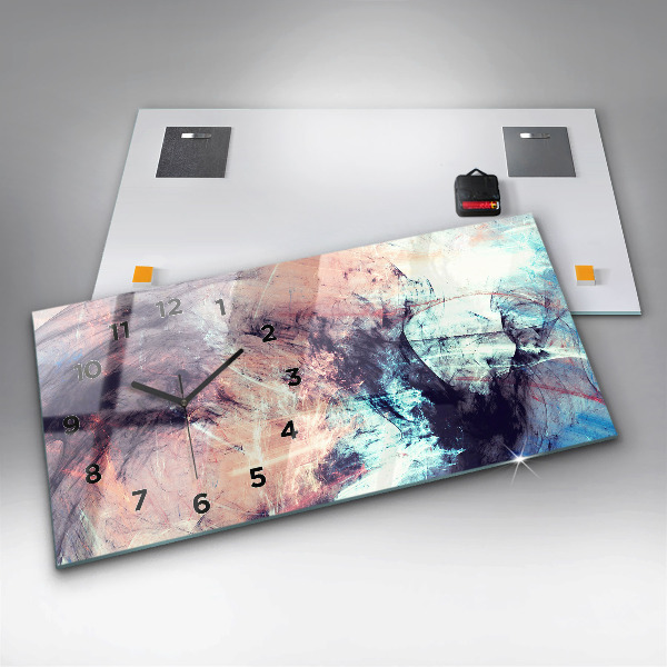 Glass wall clock rectangular Abstract painting