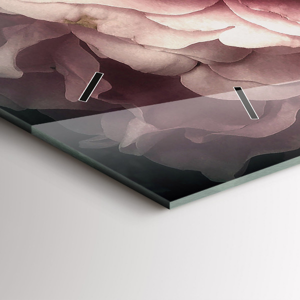 Glass wall clock rectangular Bouquet of pink roses