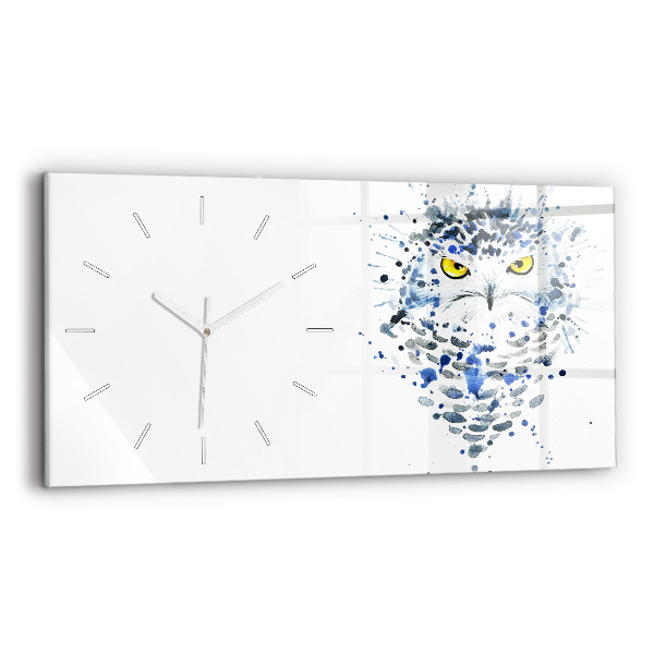 Glass wall clock rectangular Owl look