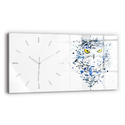 Glass wall clock rectangular Owl look