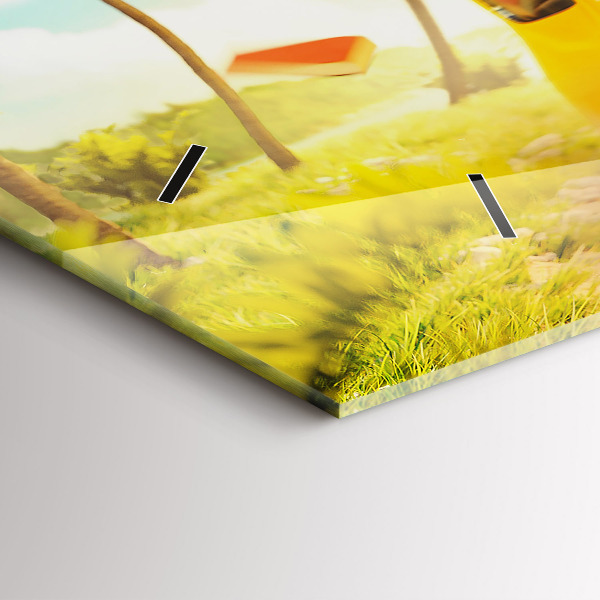 Glass wall clock rectangular Car with surfboard