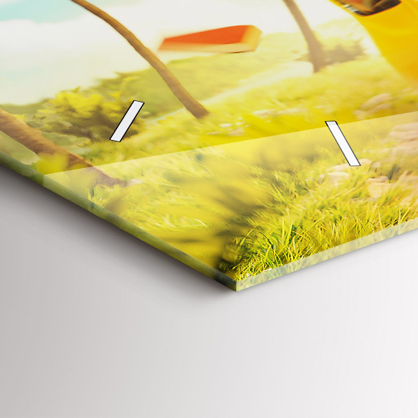 Glass wall clock rectangular Car with surfboard