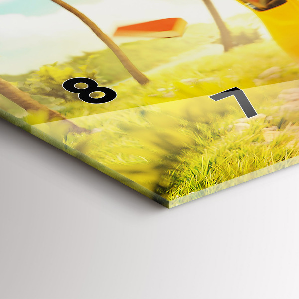 Glass wall clock rectangular Car with surfboard